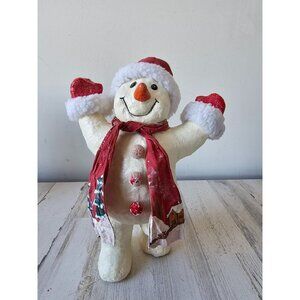 Vintage paper mache snowman glitter sparkle large Xmas decor statue figurine uni